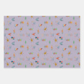 Feuille De Papier Cadeau Moderne Texturé Violet Clair du Milieu du Siècle (Devant)