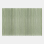 Feuille De Papier Cadeau Moderne Vert olive rayures rustiques (Devant 2)
