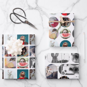 Feuille De Papier Cadeau Modernisez votre photo personnalisée Collage P