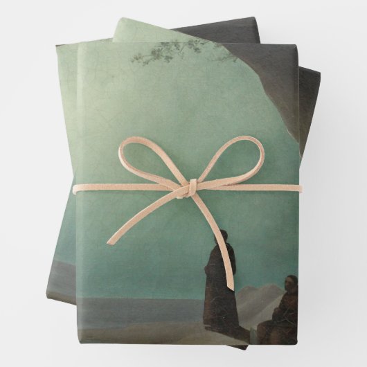 Feuille De Papier Cadeau Moines dans une Grotte (par Carl Blechen) (En situation)