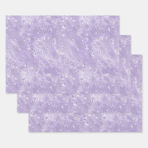 Feuille De Papier Cadeau Moire de soie Petit Motif en Lavande Lilac