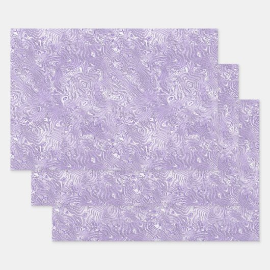 Feuille De Papier Cadeau Moire de soie Petit Motif en Lavande Lilac (Lot)