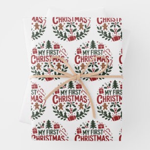 Feuille De Papier Cadeau Mon premier Noël 1er Noël Famille assortie bébé 