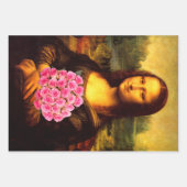 Feuille De Papier Cadeau Mona Lisa Avec Roses (Devant 3)