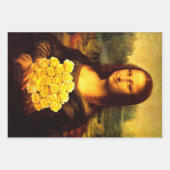 Feuille De Papier Cadeau Mona Lisa Avec Roses (Devant)