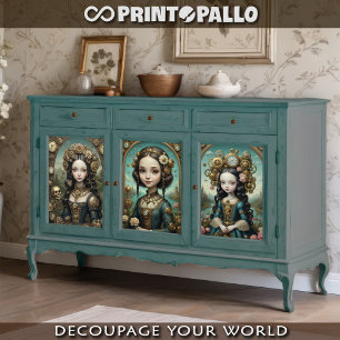 Feuille De Papier Cadeau Mona Lisa en version poupée steampunk