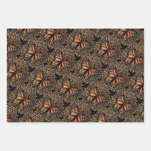 Feuille De Papier Cadeau Monarque papillon Daisy Art Daisies Monarques (Devant 3)