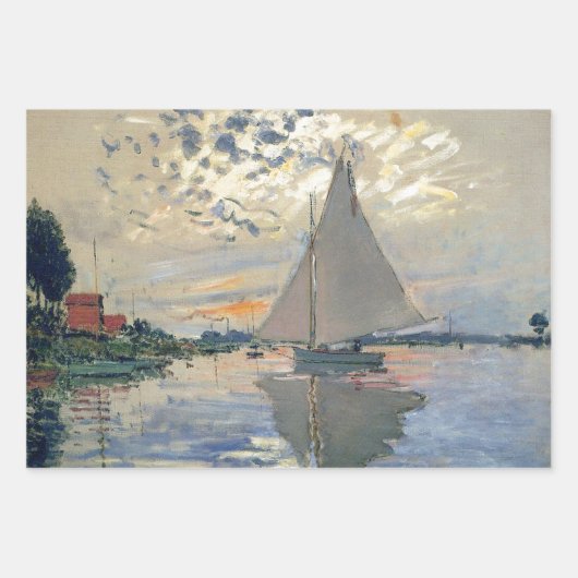 Feuille De Papier Cadeau Monet Sailboat French Impressionism Classic Art (Devant)