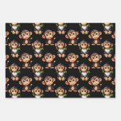 Feuille De Papier Cadeau Monkey Pattern Design Black  (Devant 3)