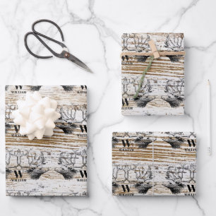 Feuille De Papier Cadeau Monograme de Woodland
