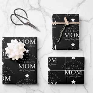Feuille De Papier Cadeau Monogramme de Noël Joyeux Personnalisé À Maman Noi