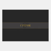 Feuille De Papier Cadeau Monogramme de script élégant noir et or (Devant 2)