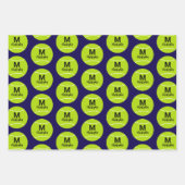 Feuille De Papier Cadeau Monogramme de tennis personnalisé Nom initial (Devant)