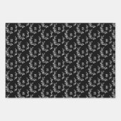 Feuille De Papier Cadeau Monogramme en plaid noir et collage photo (Devant 2)