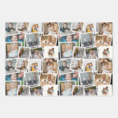 Feuille De Papier Cadeau Monogramme en plaid noir et collage photo (Devant)