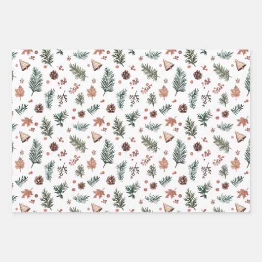 Feuille De Papier Cadeau Monogramme En vichy doux À feuillage persistant (Devant 3)