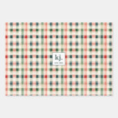 Feuille De Papier Cadeau Monogramme En vichy doux À feuillage persistant (Devant)