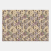 Feuille De Papier Cadeau Monogramme floral initial C Élégant     (Devant 2)