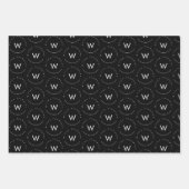 Feuille De Papier Cadeau Monogramme minimaliste moderne noir (Devant)