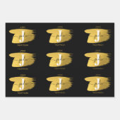 Feuille De Papier Cadeau Monogramme moderne noir et or (Devant 2)