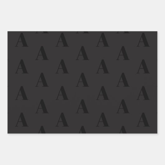 Feuille De Papier Cadeau monogramme moderne noir personnalisé motif initial (Devant)