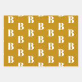 Feuille De Papier Cadeau Monogramme moutarde bronze teintes personnalisée (Devant 2)