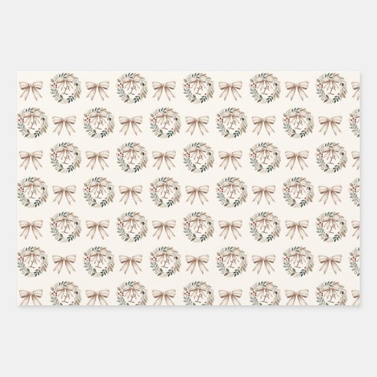 Feuille De Papier Cadeau Monogramme Neutral Sweater Nutcracker (Devant 3)