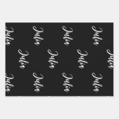 Feuille De Papier Cadeau Monogramme noir et blanc (Devant)