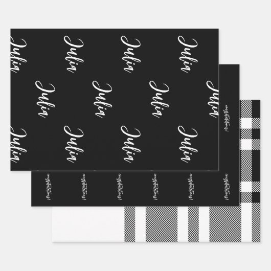 Feuille De Papier Cadeau Monogramme noir et blanc (Lot)