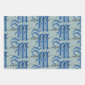 Feuille De Papier Cadeau monogramme nom commercial personnalisé initial ble (Devant 3)