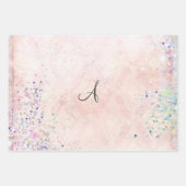 Feuille De Papier Cadeau Monogramme Personnaliser Parties scintillant rose (Devant)