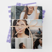 Feuille De Papier Cadeau Monogramme photo blanc pourpre (En situation)