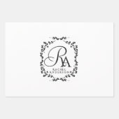 Feuille De Papier Cadeau Monogramme romantique blanc (Devant 2)