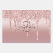 Feuille De Papier Cadeau Monogramme Rose Parties scintillant or Drift Blush (Devant)