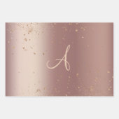 Feuille De Papier Cadeau Monogramme Rose Parties scintillant or Script tend (Devant)