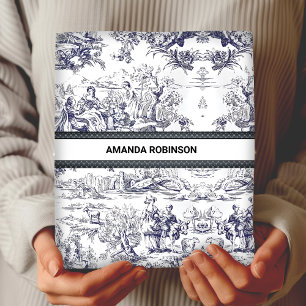 Feuille De Papier Cadeau monogramme vintage floral noir toile de jouy