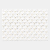 Feuille De Papier Cadeau Monogrammes mariages, Argent et Charms Coeurs d'Or (Devant 3)