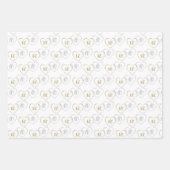 Feuille De Papier Cadeau Monogrammes mariages, Argent et Charms Coeurs d'Or (Devant 2)