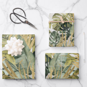 Feuille De Papier Cadeau Monstera Leaf Majesty & Gold Tropical Palms