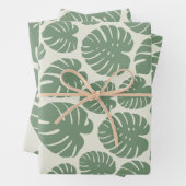 Feuille De Papier Cadeau Monstera - Vert (En situation)