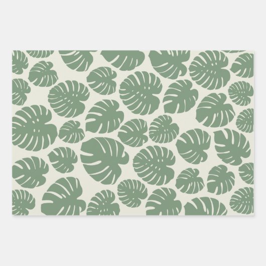 Feuille De Papier Cadeau Monstera - Vert (Devant)