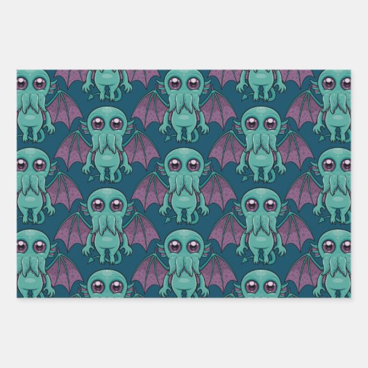 Feuille De Papier Cadeau Monstre Cthulhu, bébé mûr (Devant)