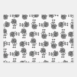 Feuille De Papier Cadeau Monstre de Cyborg dessin esquissé