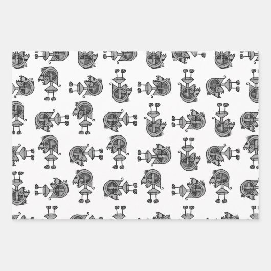 Feuille De Papier Cadeau Monstre de Cyborg dessin esquissé (Devant)