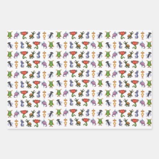 Feuille De Papier Cadeau Monstres rigolos (Devant 3)