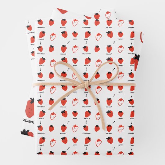 Feuille De Papier Cadeau Mood Strawberry Seamless Pattern Wrapping Paper (En situation)