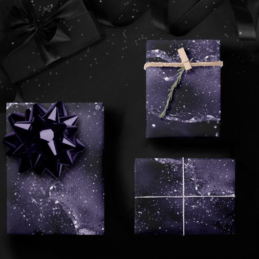 Feuille De Papier Cadeau Moody Agate | Midnight Indigo Deep Purple Glam