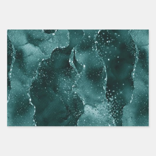 Feuille De Papier Cadeau Moody Agate | Turquoise Vert Malachite Riche Joyau (Devant)