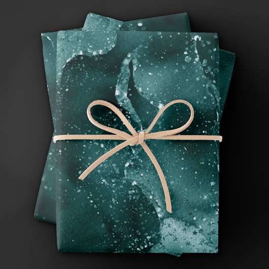 Feuille De Papier Cadeau Moody Agate | Turquoise Vert Malachite Riche Joyau