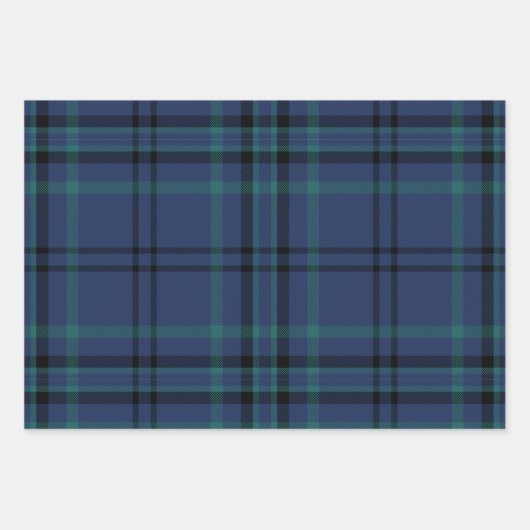 Feuille De Papier Cadeau Moody Navy and Teal Dark Tartan Christmas (Devant 2)